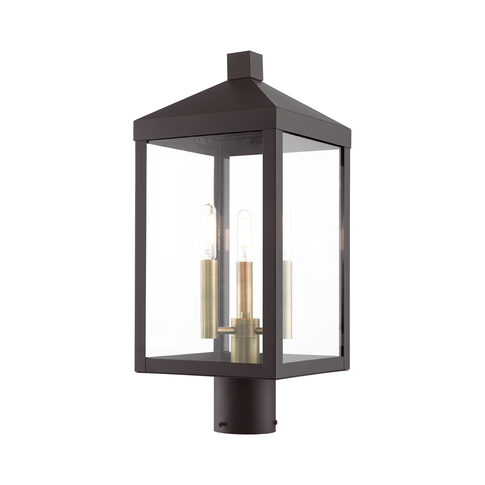 3 Lt Bronze Outdoor Post Top Lantern