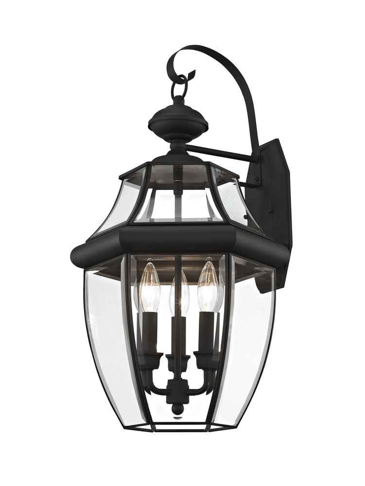 3 Light Black Outdoor Wall Lantern