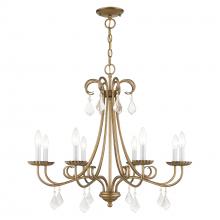 Livex Lighting 40878-48 - 8 Light Antique Gold Leaf Large Chandelier with Clear Crystals