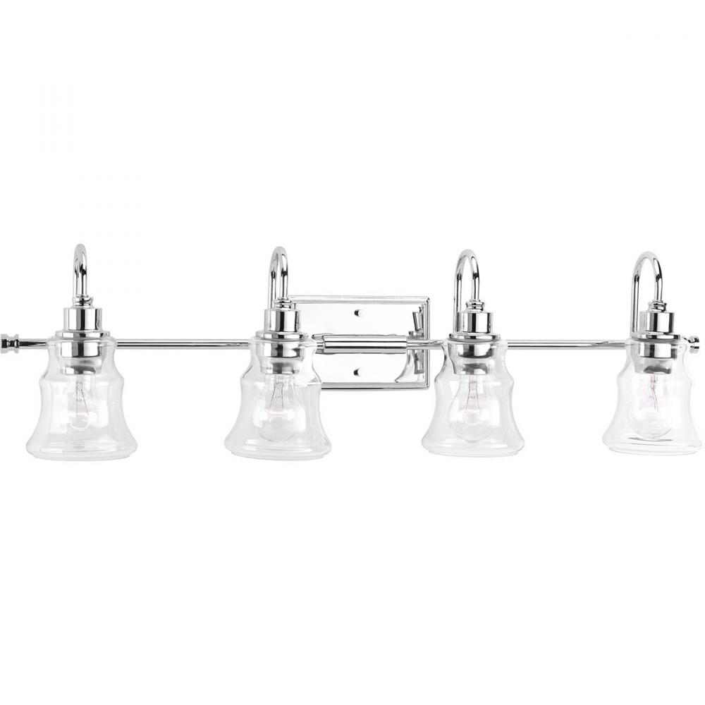 Litchfield Collection Four-Light Polished Chrome Clear Glass Coastal Bath Vanity Light