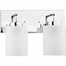 Progress P300328-015 - Merry Collection Two-Light Polished Chrome and Etched Glass Transitional Style Bath Vanity Wall Ligh