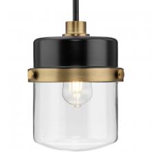 Progress P500471-31M - Beckner Collection One-Light Matte Black Clear Glass Urban Industrial Pendant Light