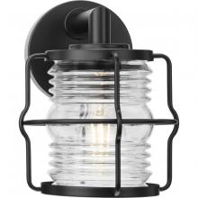 Progress P560340-31M - Keegan Collection One-Light Matte Black Clear Glass Coastal Outdoor Wall Lantern