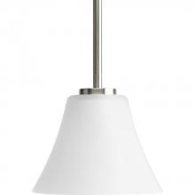 Progress Lighting P5300-09 - Bravo Collection One-Light Brushed Nickel Etched Glass Modern Mini-Pendant Light