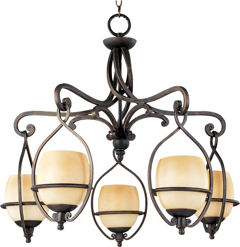 Five Light Wilshire Glass Mahogany Up Mini Chandelier