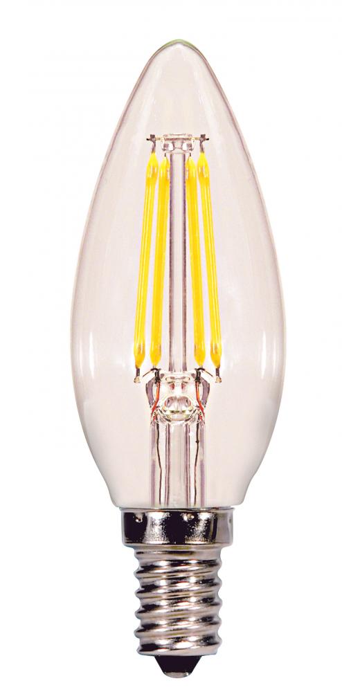 4 Watt B11 LED; Clear; Candelabra base; 3000K; 350 Lumens; 120 Volt