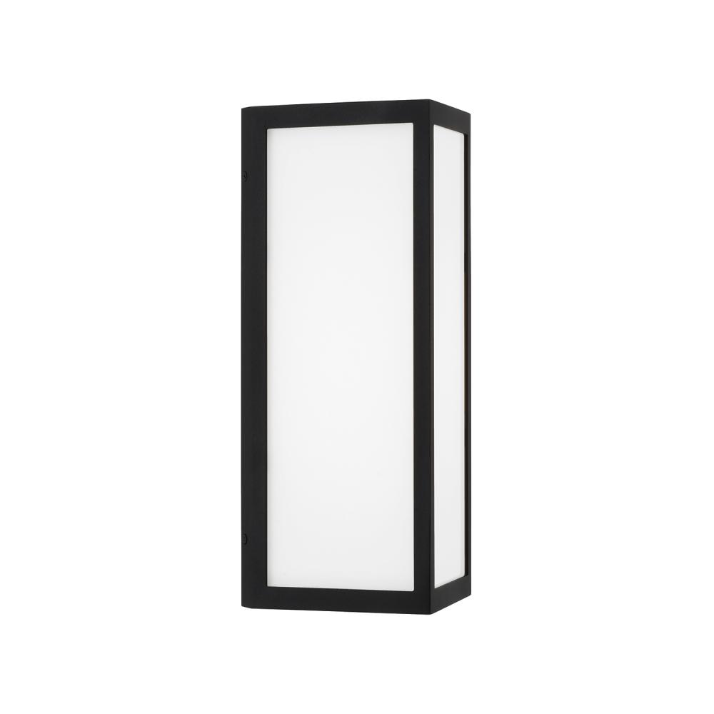 Integrated LED Outdoor Wall Lantern in Black with Painted White Glass