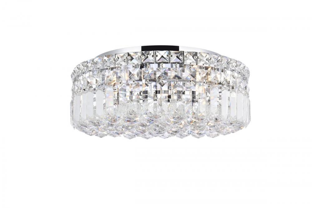 MaxIme 5 Light Chrome Flush Mount Clear Royal Cut Crystal