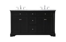 Elegant VF53060DBK - 60 Inch Double Bathroom Vanity Set in Black