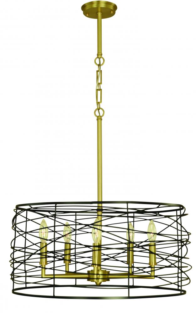 5-Light Brushed Brass/Matte Black Boca Dining Chandelier